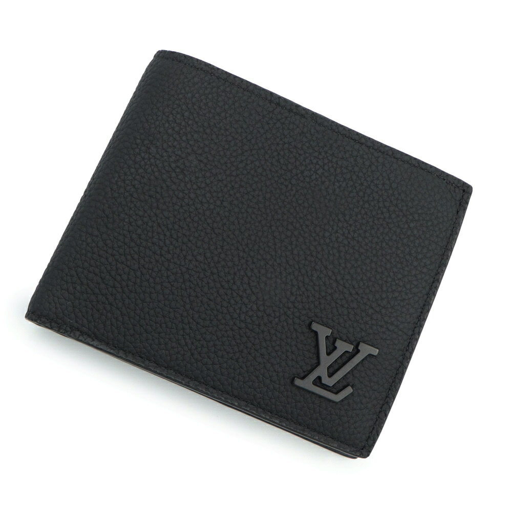 【新品・未使用品】ルイ ヴィトン LOUIS VUITTON ポルトフォイユ マルコ 二つ折り財布 LV アエログラムレザー ブラック シルバー金具 M81742 箱付のサムネイル