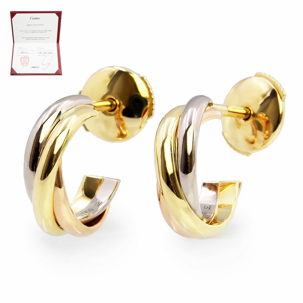 【未使用　展示品】カルティエ Cartier トリニティ ミニ ピアス 750 K18 YG WG PG スリーカラー イエローゴールド ホワイトゴールド ピンクゴールド B8301540 ギャラ 保証書 箱付のサムネイル