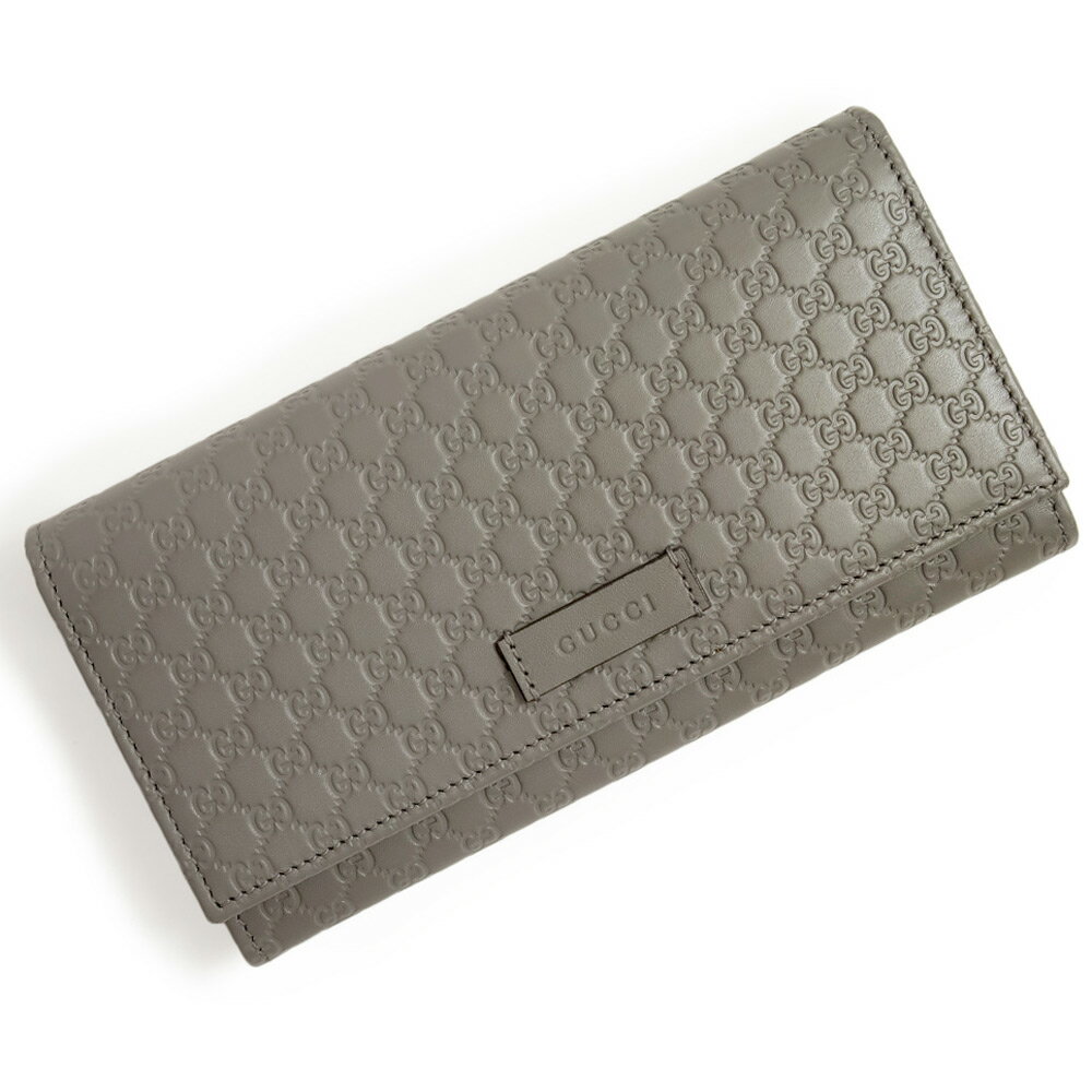 【新品・未使用品】グッチ GUCCI 二つ折り長財布 マイクログッチシマレザー グレー ゴールド金具 449396 箱付