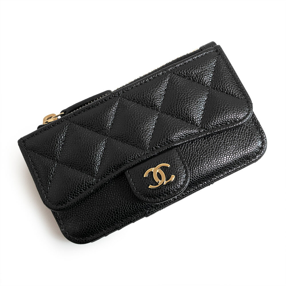 【未使用保管品】シャネル CHANEL マトラッセ クラシック ジップ コインケース 小銭入れ 財布 カードケース 名刺入れ 定期入れ パスケース キャビアスキン レザー ブラック ゴールド金具 AP2570のサムネイル