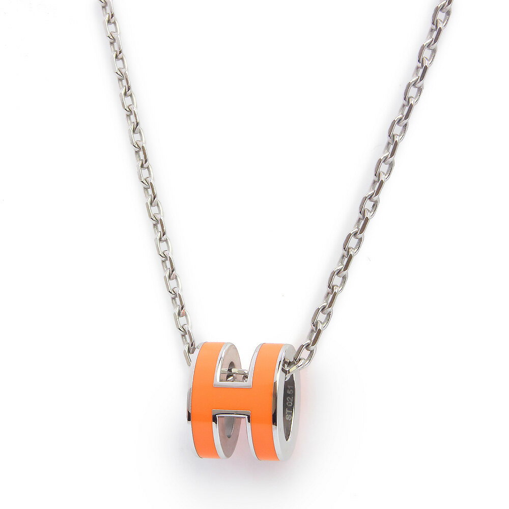 【新品・未使用品】HERMES エルメス ポップアッシュ ミニ ポップ H オレンジソイエ ネックレ ...