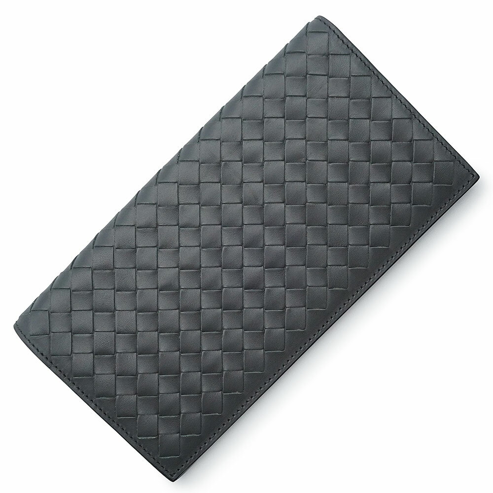 【未使用　展示品】BOTTEGA VENETA ボッテガヴェネタ 356011 イントレチャート カーフスキン アルドアーズ グレー 二つ折り長財布 札入れ レザー