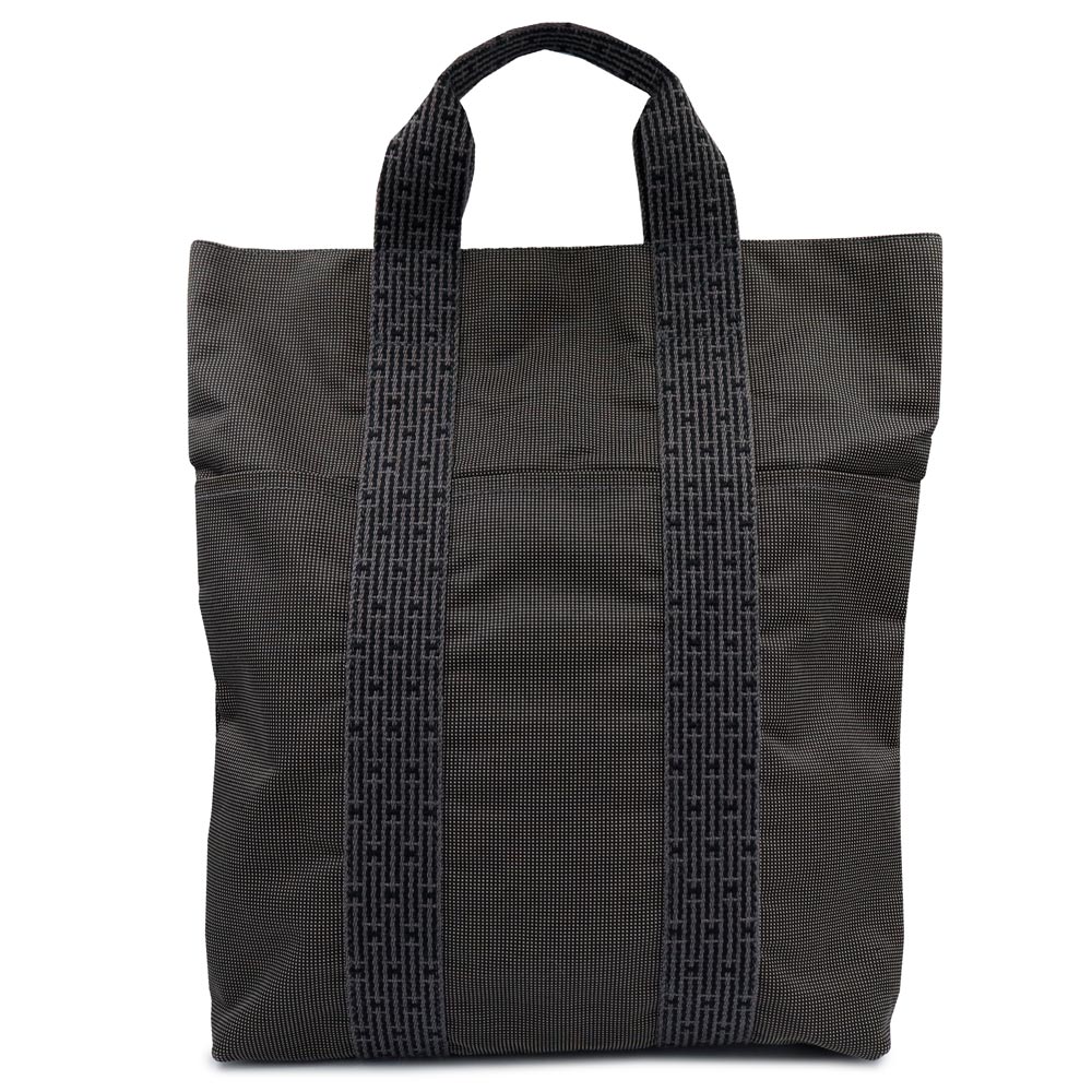 【中古】HERMES エルメス エールライン カバス トート キャンバス グレー ハンドバッグ シルバー金具