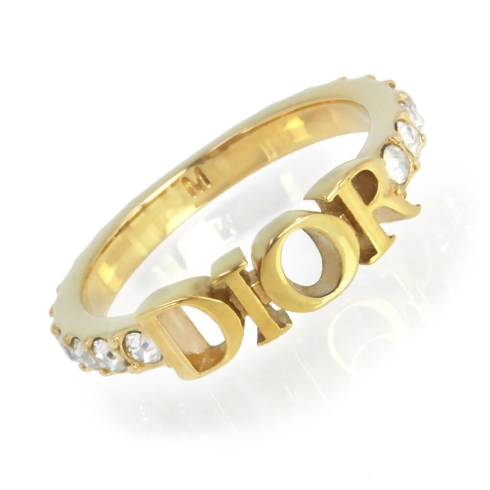 【未使用　展示品】Christian Dior クリスチャンディオール R1009DVOCY ディオレボリューション ロゴ メタル クリスタル ゴールド リング 指輪 M #12号