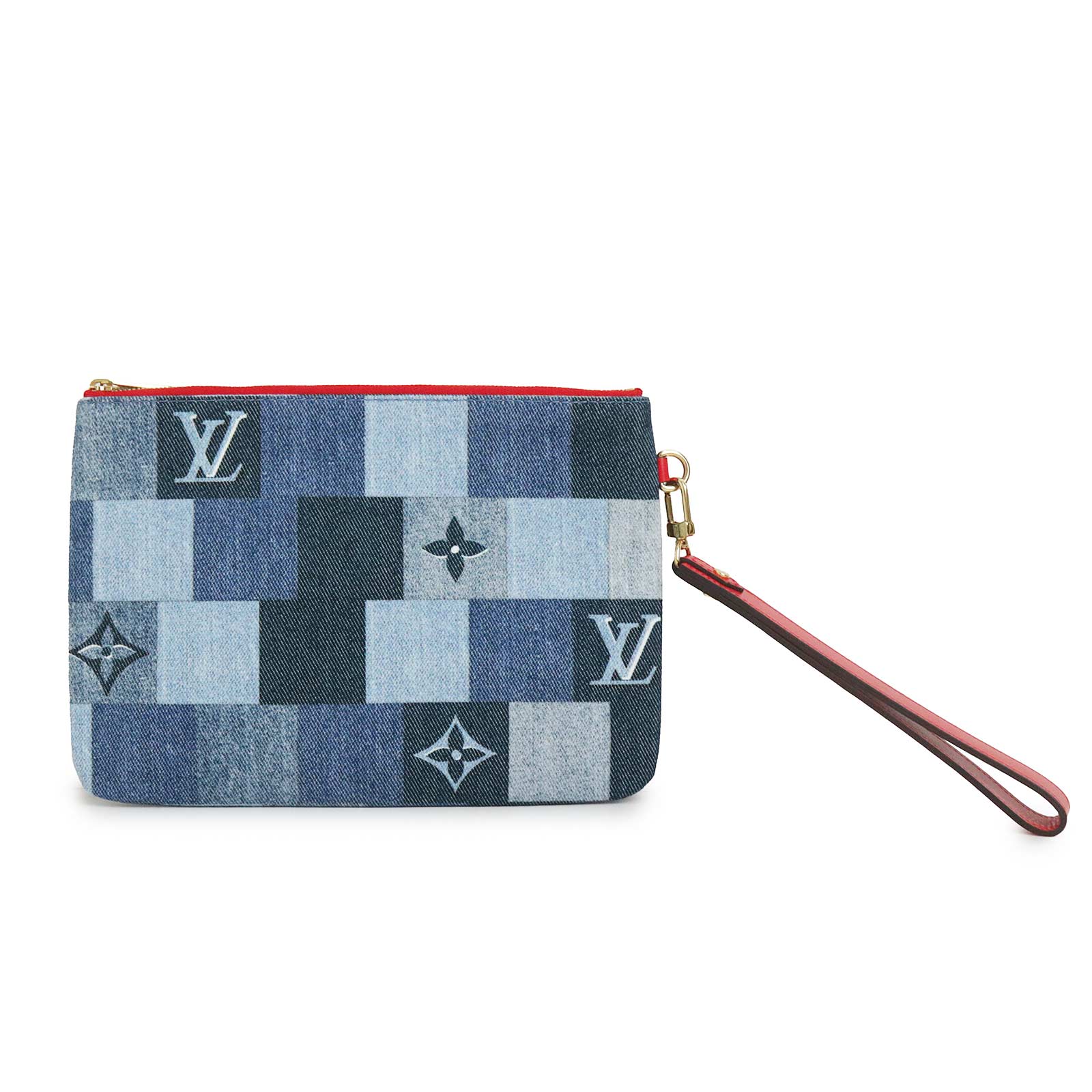 【未使用　展示品】LOUIS VUITTON ルイ ヴィトン M68761 シティ ポシェット モノグラムデニム ブルーマルチカラー レッド セカンドバッグ クラッチ ゴールド金具
