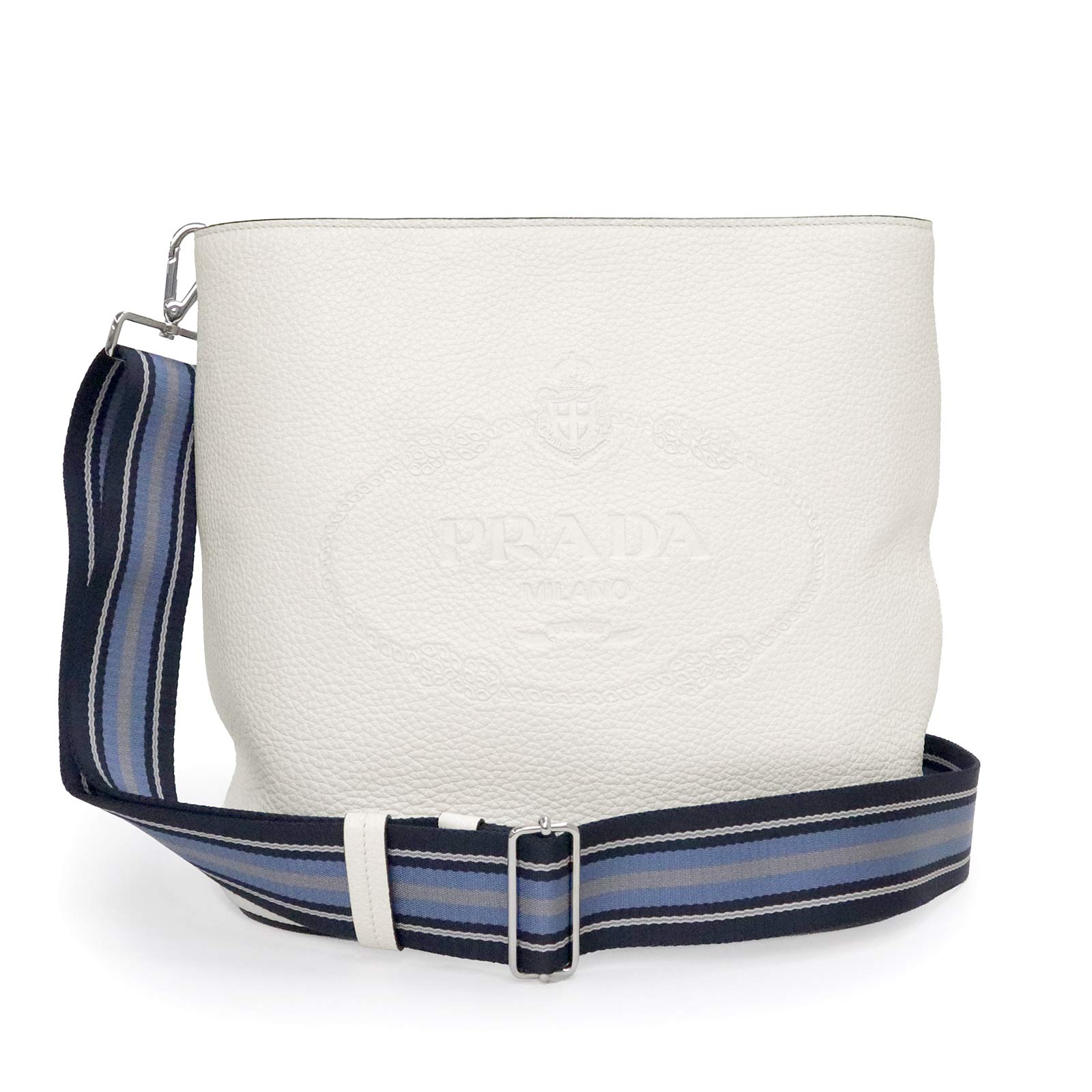 【未使用　展示品】PRADA プラダ 1BE023 ヴィテッロ フェニックス BIANCO ビアンコ ホワイト ショルダーバッグ 斜め掛け レザー シルバー金具