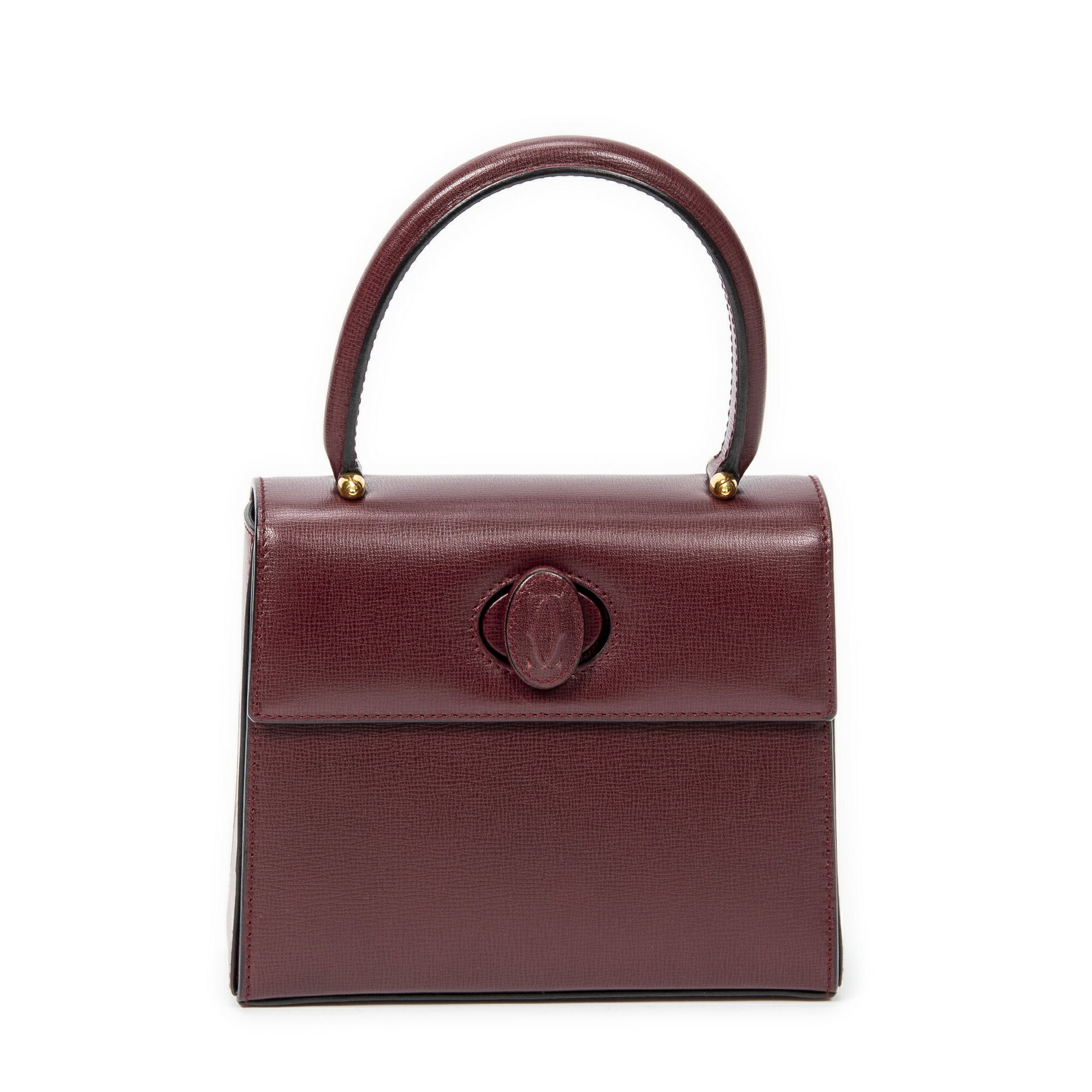 [ポイント10倍][中古] Cartierミニ マスト ドゥ カルティエ トップハンドルバーガンディカーフスキンレ..