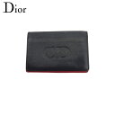 【スプリングセール】ディオール カードケース 名刺入れ レディース メンズ CDマーク ブラック レッド レザー Dior C4567