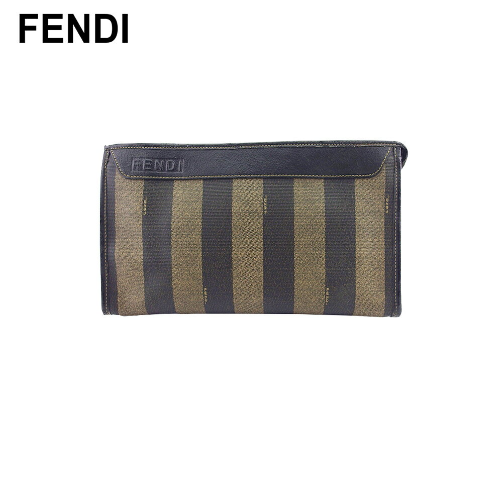 【中古】 フェンディ クラッチバッグ セカンド バッグ レディース メンズ ペカン ブラック ベージュ ゴールド PVC FENDI T22474