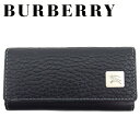【スプリングセール】【中古】 バーバリー キーケース 4連キーケース メンズ ホースマークプレート ブラック レザー×シルバー金具 BURBERRY T2350...