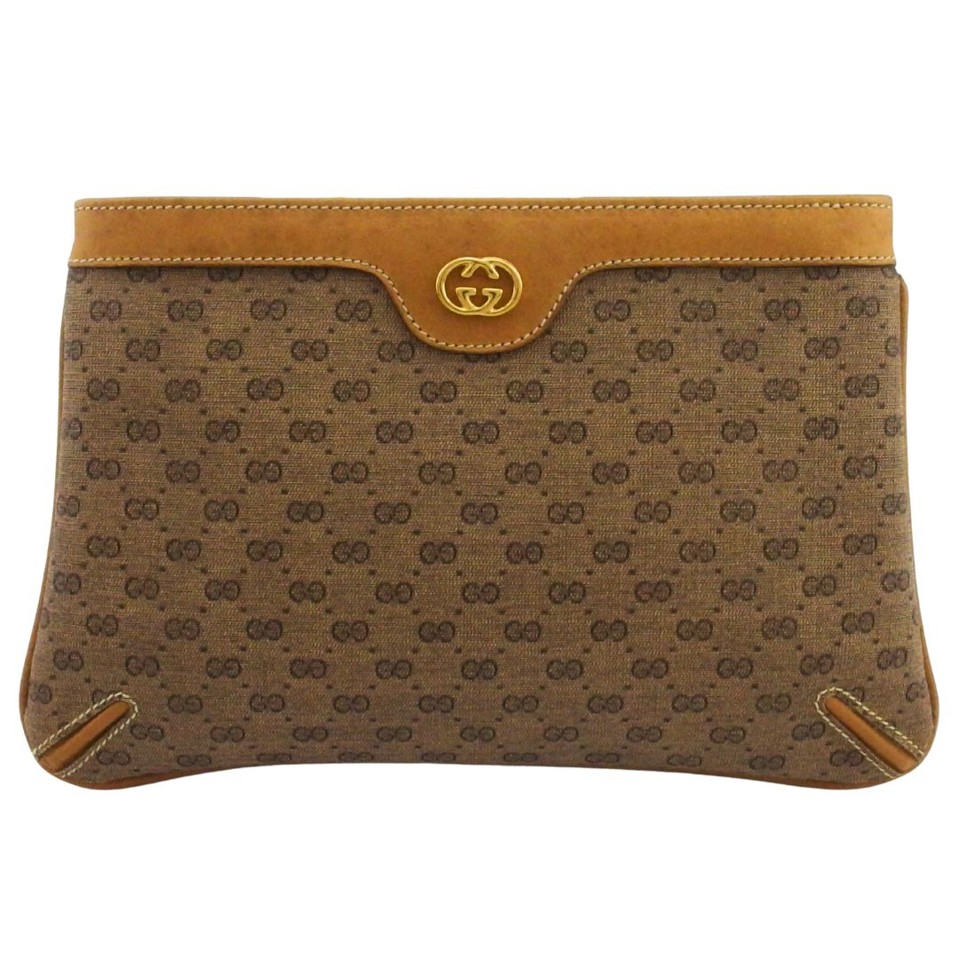 【楽天スーパーSALE 最大50％OFF】グッチ GUCCI ポーチ マイクロGG オールドグッチ ベージュ ブラウン レディース 中古