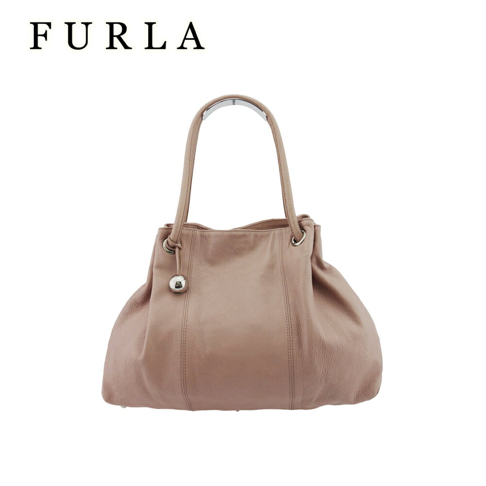 【中古】 フルラ ハンドバッグ ショルダーバッグ ピンク　シルバー レザー×シルバー素材 FURLA L4151