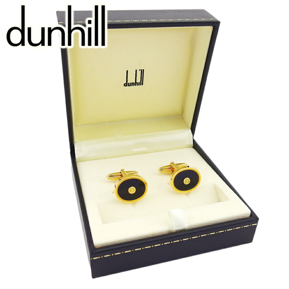 【楽天スーパーSALE 最大50%OFF】【中古】 ダンヒル カフス カフリンクス メンズ スウィヴル式 dマーク ゴールド ブラック ゴールド金具 dunhi...