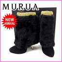 【スプリングセール】ムルーア MURUA ブーツ #23.5 レディース ブラック×ゴールド 【ムルーア】 T12480 【中古】