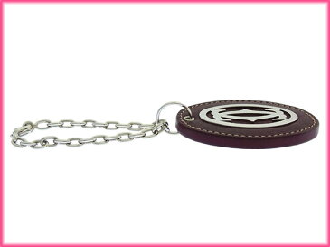 【楽天スーパーSALE】 【30%オフ】 【中古】 カルティエ キーホルダー チャーム 2Cモチーフ ボルドー×シルバー Cartier 【カルティエ】 t14984s