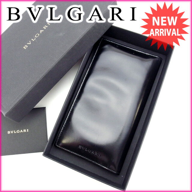 【スプリングセール30％OFF】ブルガリ 長札入れ ブラック BVLGARI 【ブルガリ】 t13383s 【中古】