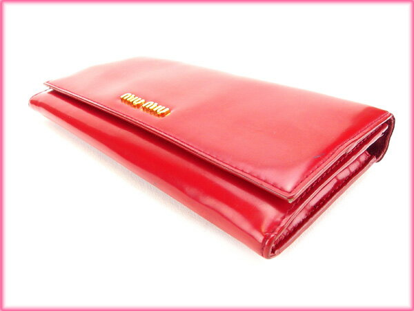 【中古】 ミュウミュウ 長財布 さいふ レッド PVC×レザ- miumiu 長サイフ サイフ 収納ブランド財布 さいふ ユニセックス 小物 人気 贈り物 迅速発送 在庫処分 1点物 A938 ブランド
