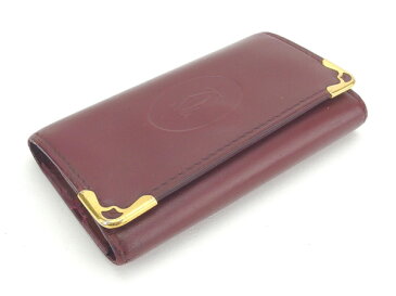 【期間限定P10倍】 【中古】 カルティエ キーケース 4連キーケース マストライン ボルドー×ゴールド Cartier 【カルティエ】 T11104