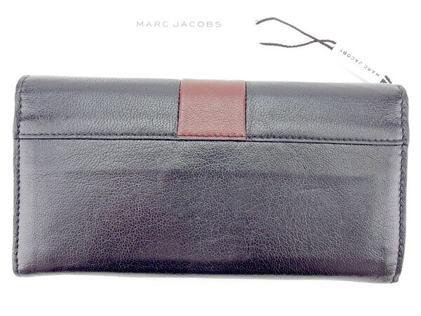 【中古】 マークジェイコブス MARC JACOBS 長財布 ファスナー付き長財布 ブラック×ブラウン×ゴールド レディース メンズ ユニセックス レザー サイフ 小物 ブランド 人気 贈り物 迅速発送 在庫処分 男性 女性 良品 夏 1点物 A1364 .