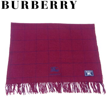 【楽天スーパーSALE】 【30％オフ】 【中古】 バーバリー BURBERRY ブランケット フリンジ付き 膝掛け メンズ可 ウィンドウペンチェック ボルドー ネイビー ウール 毛 【バーバリー】 I594