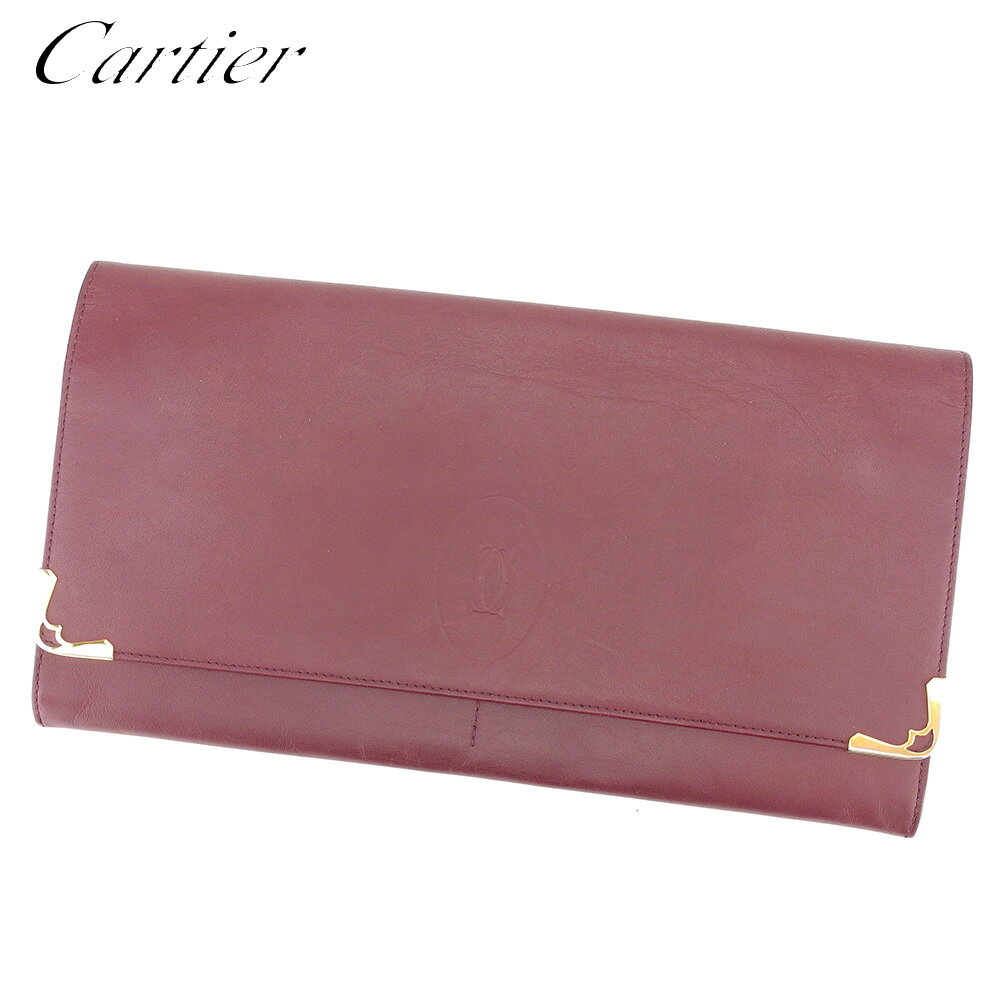 【スプリングセール30％OFF】カルティエ クラッチバッグ バック セカンドバッグ バック マストライン ボルドー レザー Cartier 【カルティエ】 e1347s 【中古】