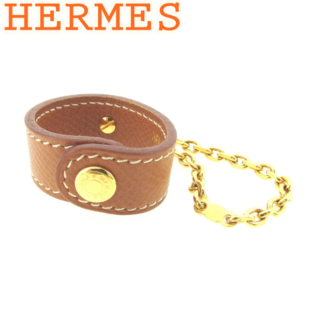 【スプリングセール30％OFF】エルメス HERMES グローブホルダー 手袋留メ レディース メンズ ブラウン ゴールド クシュベル×ゴールド金具 【エルメス】 F1351 【中古】