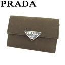 【春の大感謝祭 30％OFF】プラダ PRADA キーケース 6連キーケース レディース メンズ グリーン ブラウン シルバー ブラック ナイロンキャンバス×サフィアーノレザー 【プラダ】 F1385 【中古】