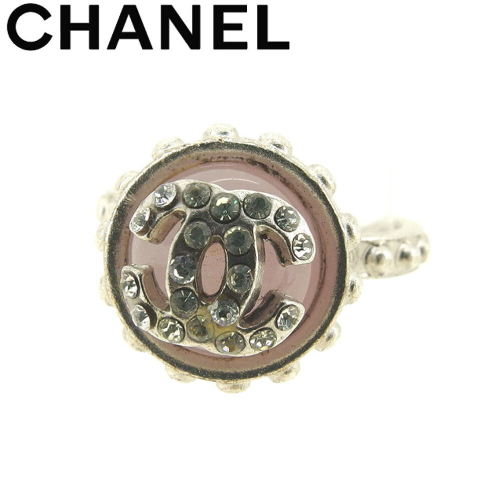 【スプリングセール30％OFF】シャネル CHANEL 指輪 リング アクセサリー レディース ♯13号 ラインストーン付き シルバー ピンク シルバー金具×ラインストーン 【シャネル】 T8165 【中古】