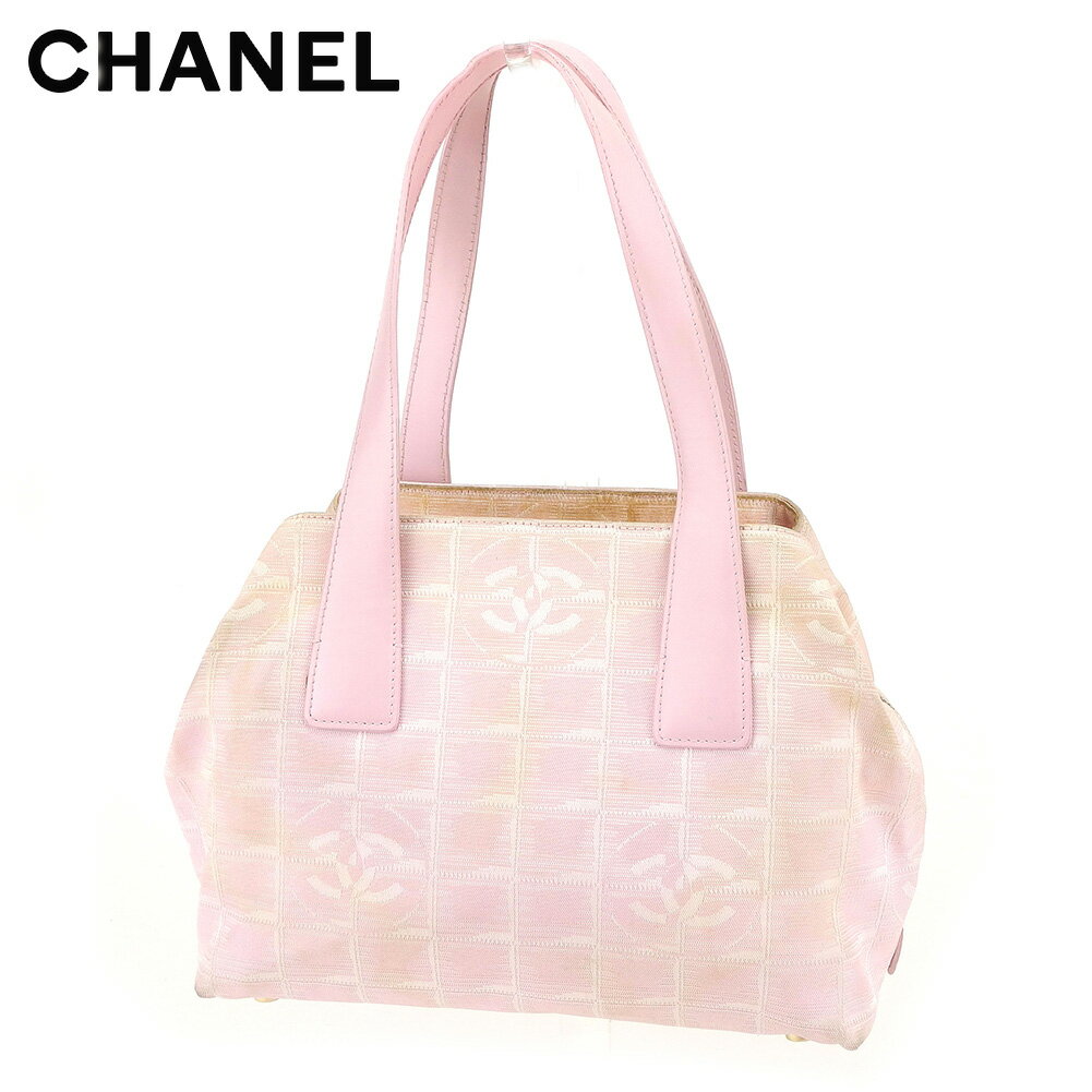 【スプリングセール30％OFF】シャネル ハンドバッグ バック ワンショルダー ニュートラベルライン ピンク キャンバス×レザー CHANEL バック 手持ちバッグ バック ファッションバッグ バック 収納 【シャネル】 T8575 【中古】