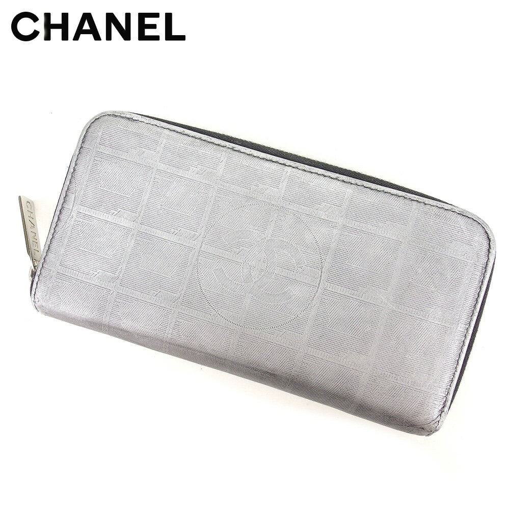 【スプリングセール30％OFF】シャネル 長財布 ラウンドファスナー ニュートラベルライン シルバー レザー CHANEL 長サイフ サイフ 収納ブランド財布 ユニセックス 小物 【シャネル】 T8576 【中古】