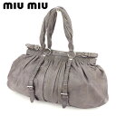 【冬のTHEセール 30%OFF】ミュウミュウ ショルダーバッグ バック ワンショルダー グレー 灰色 レザー miumiu 【ミュウミュウ】 t8585s 【中古】