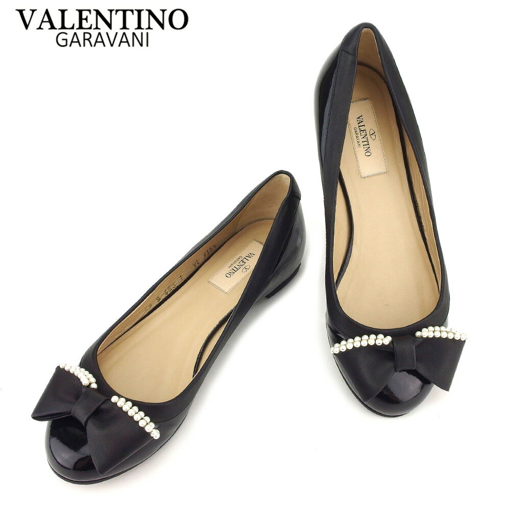 【スプリングセール30％OFF】ヴァレンティノ ガラバーニ VALENTINO GARAVANI パンプス シューズ 靴 レディース #35ハーフ ブラック エナメル×レザー 【ヴァレンティノ ガラバーニ】 T8591 【中古】