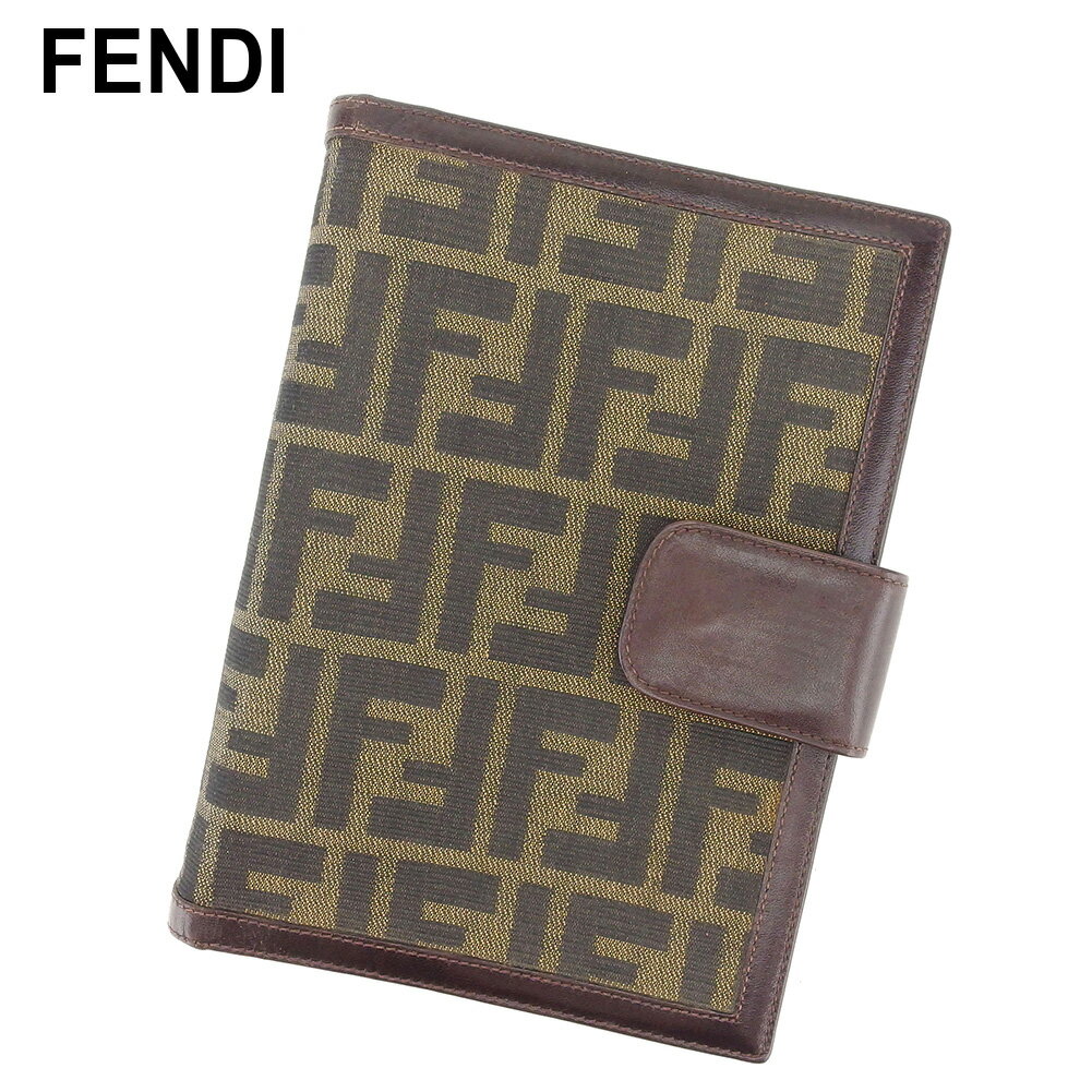 【スプリングセール30％OFF】【送料無料】 【中古】 フェンディ FENDI 手帳カバー レディース メンズ ブラウン ベージュ ブラック キャンバス×レザー 【フェンディ】 T8592