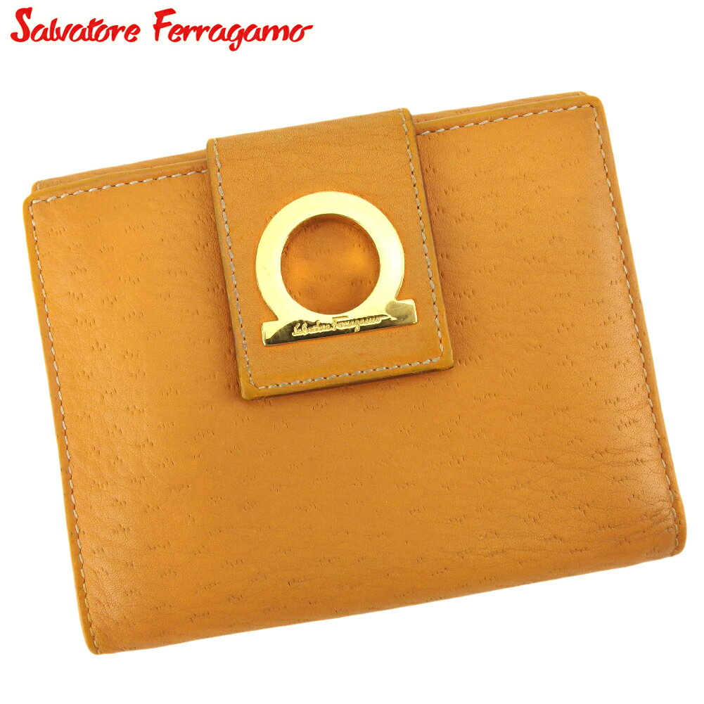 【スプリングセール30％OFF】サルヴァトーレ フェラガモ ガンチーニ オレンジ レザー Salvatore Ferragamo c4341s 【中古】