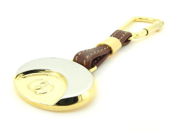 【中古】 グッチ Gucci キーホルダー キーリング レディース メンズ 可 ゴールド×ブラウン レザー×ゴールド素材 美品 T2134 .