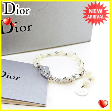 ディオール Dior ブレスレット ビーズブレスレット アクセサリー メンズ可 シルバー×ホワイト 美品 【中古】 T2902