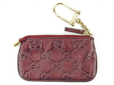 【中古】 グッチ GUCCI コインケース 小銭入れ キーケース レディース メンズ 可 内側キーフック付き ダークパープル×ゴールド レザー T3681