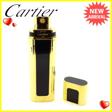 【中古】 カルティエ Cartier 香水入れ 香水ケース レディース メンズ 可 スプレー式 プッシュ式 アトマイザー ゴールド×ブラック ゴールドメタル 人気 L1783 .