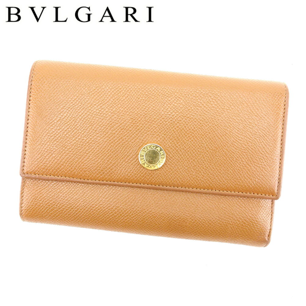 【スプリングセール30％OFF】ブルガリ 三つ折り 財布 ブルガリブルガリ ライトブラウン レザー BVLGARI 三つ折りサイフ サイフ 財布 折りタタミ 三つ折り財布財布 ユニセックス 小物 【ブルガリ】 D1849 【中古】