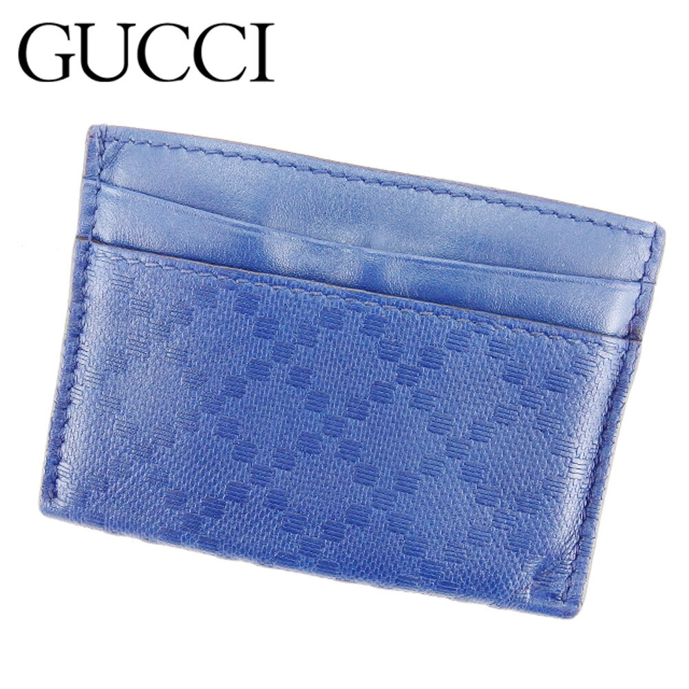 【スプリングセール30％OFF】グッチ カードケース カード 名刺入れ ネイビー レザー GUCCI 【グッチ】 d1850s 【中古】