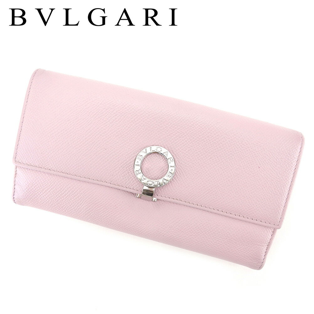 【スプリングセール30％OFF】ブルガリ 長財布 Wホック ブルガリ ブルガリ ピンク レザー BVLGARI 【ブルガリ】 t4670s 【中古】