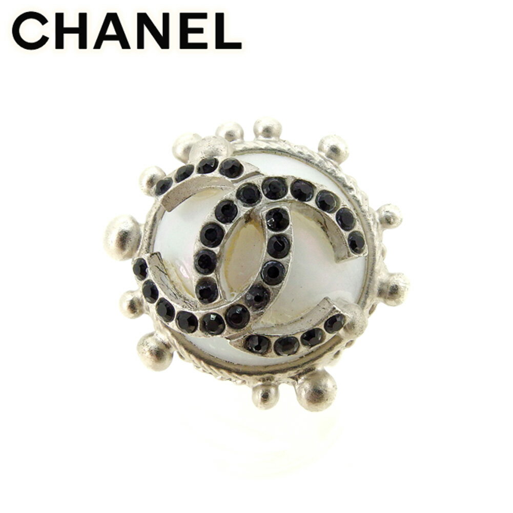 【スプリングセール30％OFF】シャネル CHANEL 指輪 #14 アクセサリー メンズ可 シルバー ブラック ホワイト 白 【シャネル】 T7389 【中古】