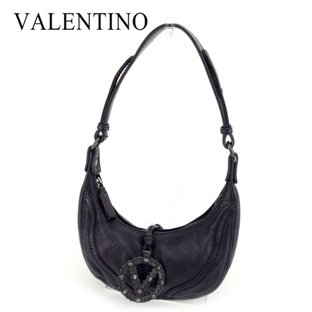 【スプリングセール30％OFF】ヴァレンティノガラヴァーニ ショルダーバッグ バック ショルダーポーチ ブラック レザー VALENTINO GARAVANI バッグ バック 肩掛け 収納バッグ バック 【ヴァレンティノガラヴァーニ】 T7391 【中古】