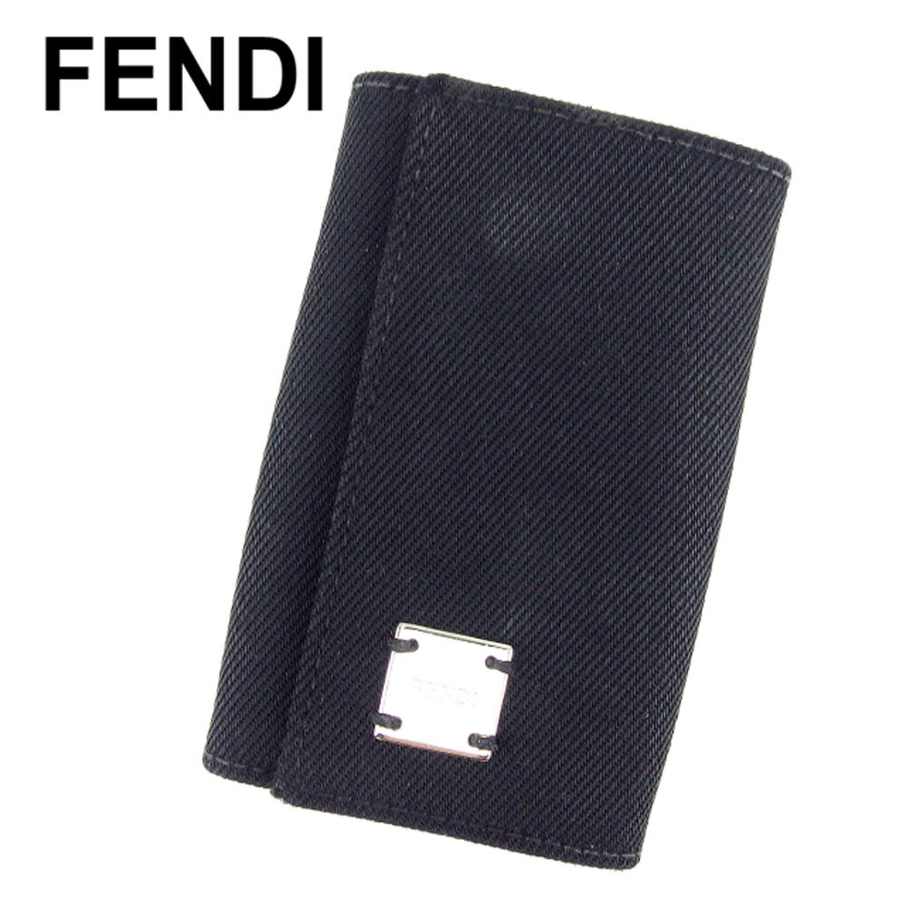 【スプリングセール30％OFF】フェンディ FENDI キーケース 6連キーケース メンズ可 ブラック シルバー ナイロンキャンバス×レザー 【フェンディ】 T7410 【中古】