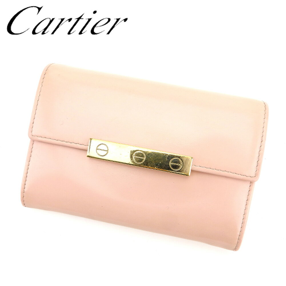 カルティエ 二つ折り 財布 ラブコレクション ピンク レザー Cartier  t7502s 