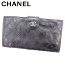 【春の大感謝祭 30％OFF】シャネル ガマ口 財布 長財布 ビコローレ ブラック レザー CHANEL ガマ口 財布 サイフ コンパクトブランド財布 ユニセックス 小物 【シャネル】 T7508 【中古】