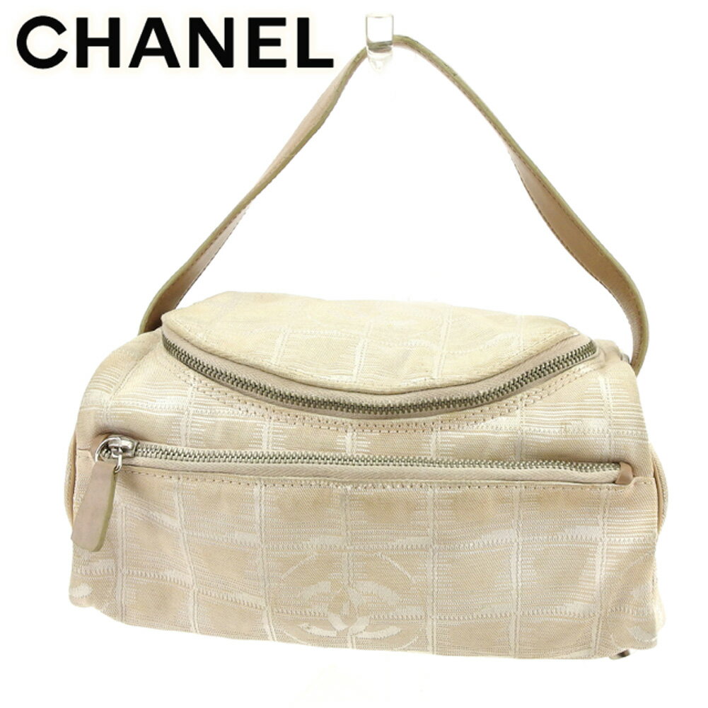 【スプリングセール30％OFF】シャネル CHANEL バニティ 化粧ポーチ ハンドバッグ バック レディース オールドシャネル ベージュ シルバー ナイロンジャガード×レザー 【シャネル】 T7523 【中古】