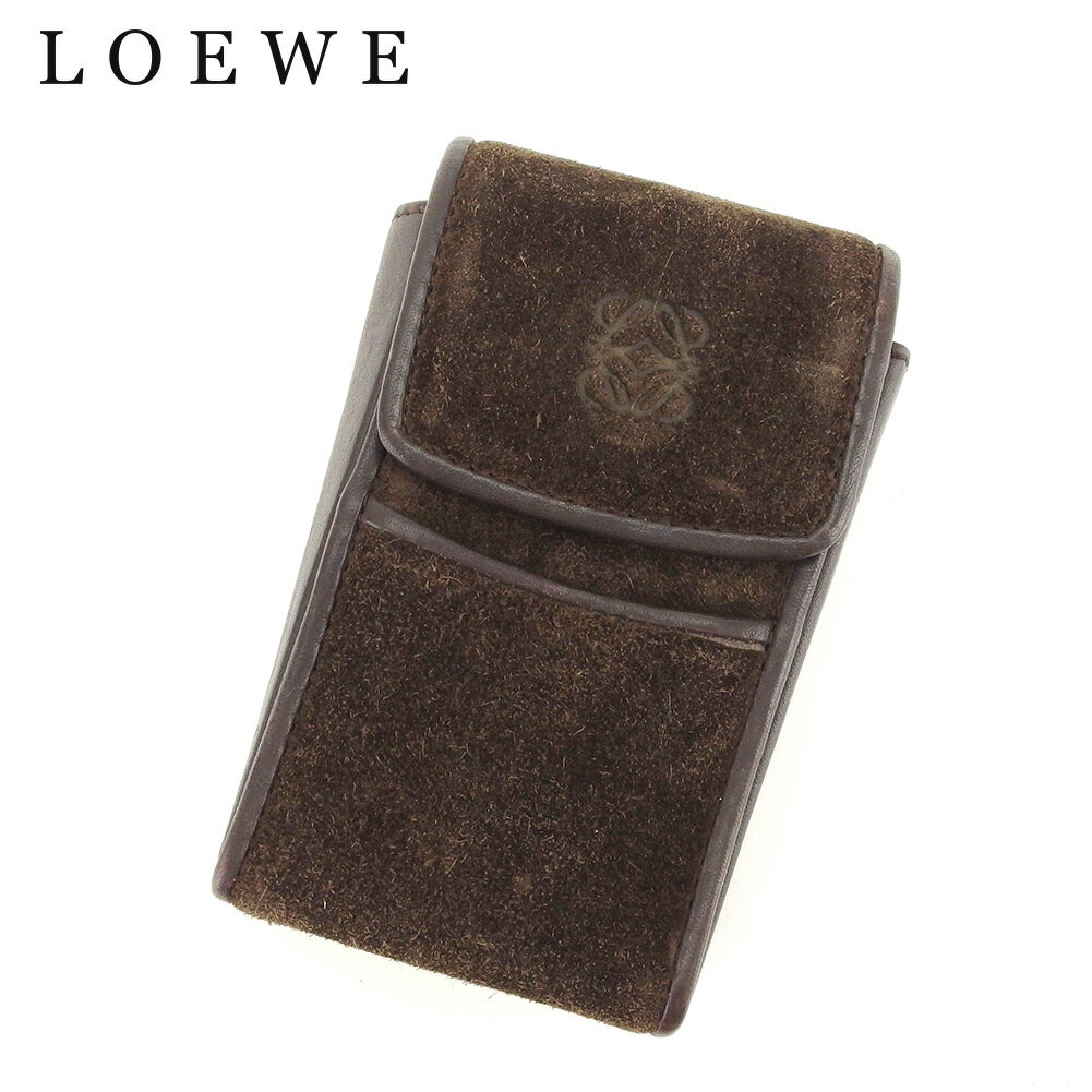 【スプリングセール30％OFF】ロエベ LOEWE シガレットケース 小物入れ レディース メンズ ブラウン スエード×レザー 【ロエベ】 C3326 【中古】