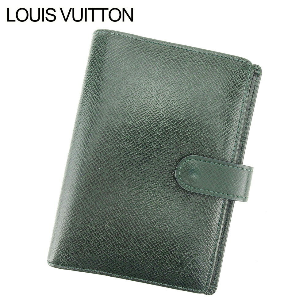 ★19%OFFクーポン★ 【送料無料】 【中古】 ルイ ヴィトン LOUIS VUITTON 手帳カバー カード入れ×3 レディース メンズ アジェンダPM グリーン PVC×レザー 【ルイ・ヴィトン】 I517