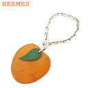 【春の大感謝祭 30％OFF】エルメス HERMES キーホルダー キーリング メンズ可 オレンジ レザー×シルバー素材 【エルメス】 I519 【中古】